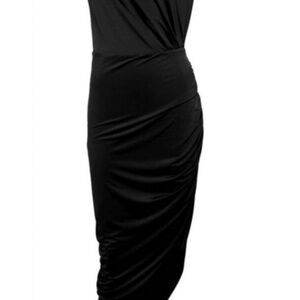 Veronica Beard Black Midi Ruched Sheath Dress